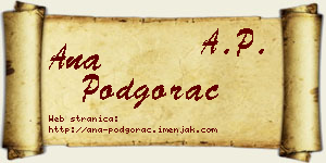 Ana Podgorac vizit kartica